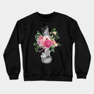 Brain human anatomy,Floral, pink apricot roses, mental Crewneck Sweatshirt